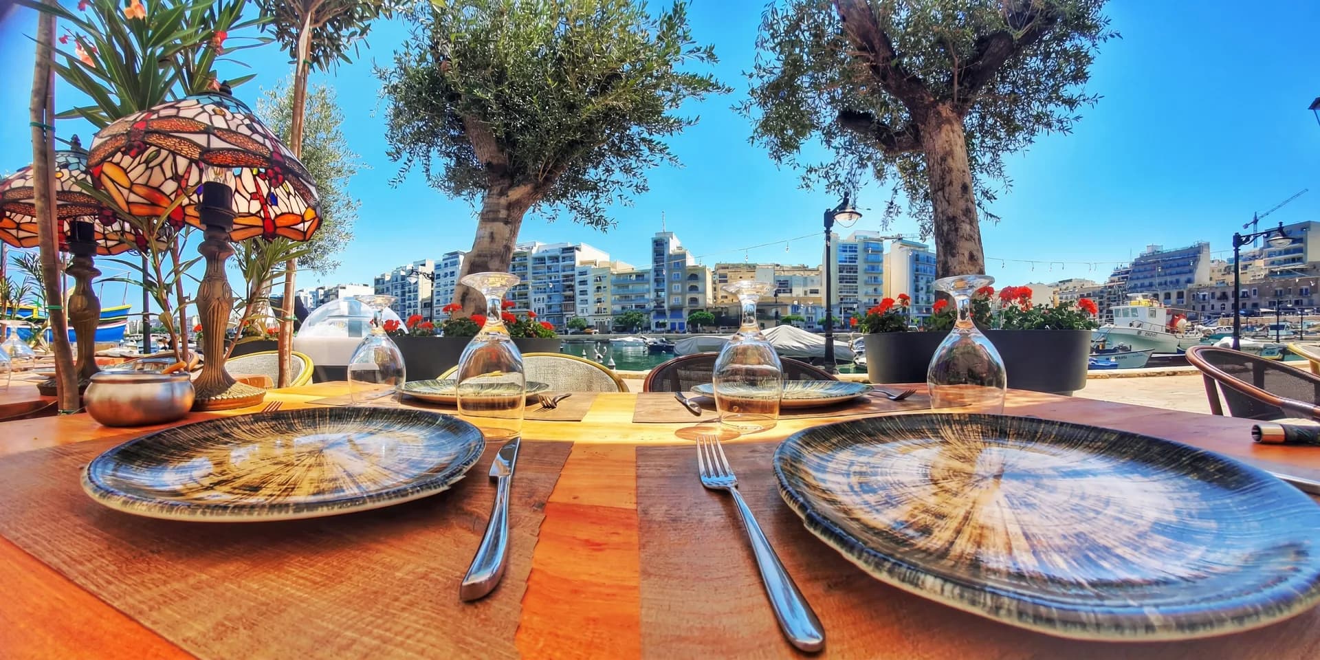 Waterfront dining table setting