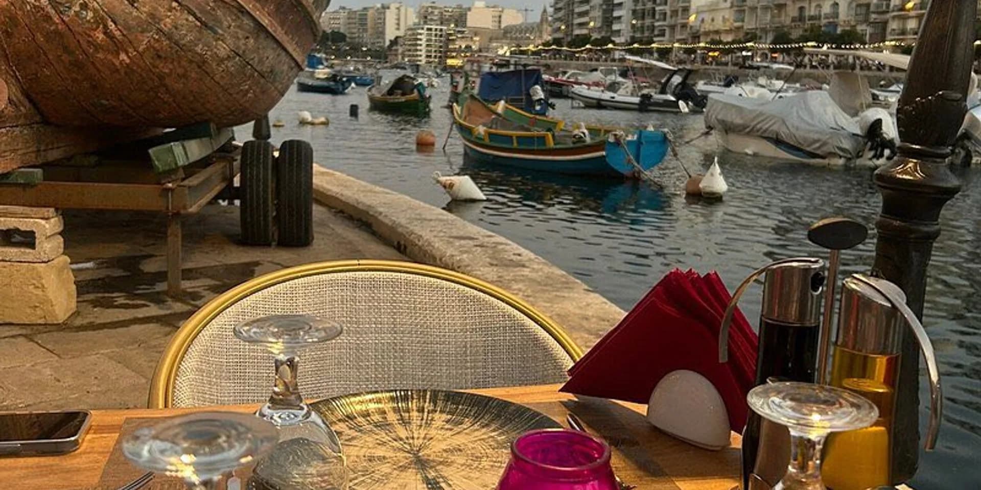 waterfront restaurant table setting